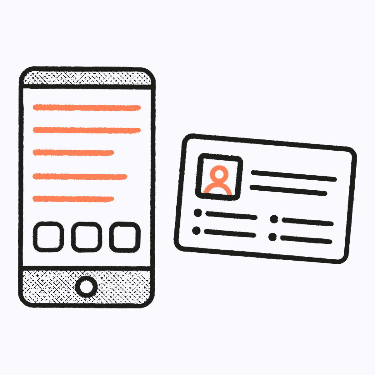Illustration of mobile phone and identity card